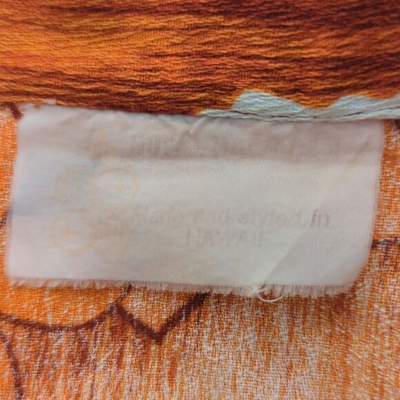 Bark cloth vintage Hawaiian tropical print button up sleeveless shirt - Picture 2 of 9